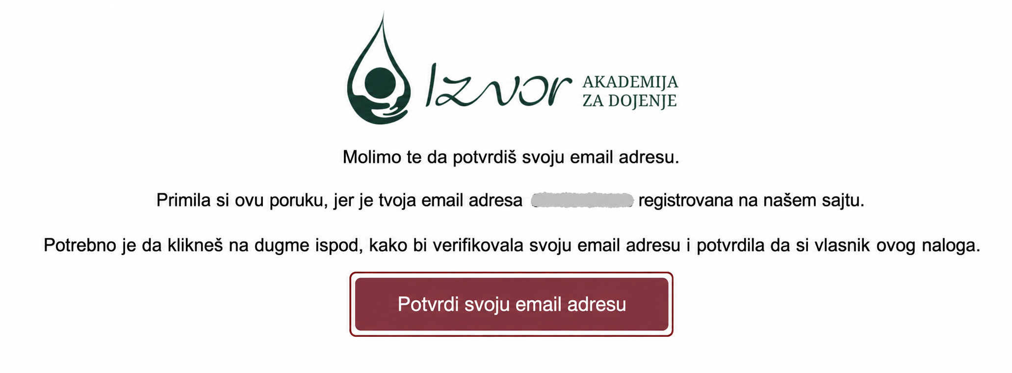 Email za potvrdu registracije
